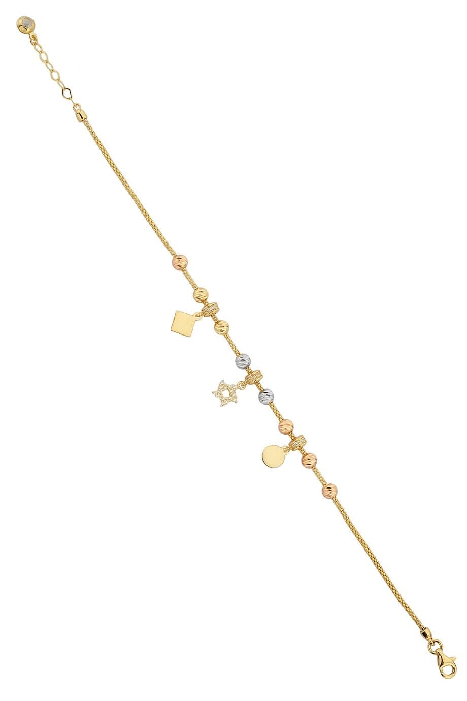 Altın Dorika Toplu Sallantılı Bileklik