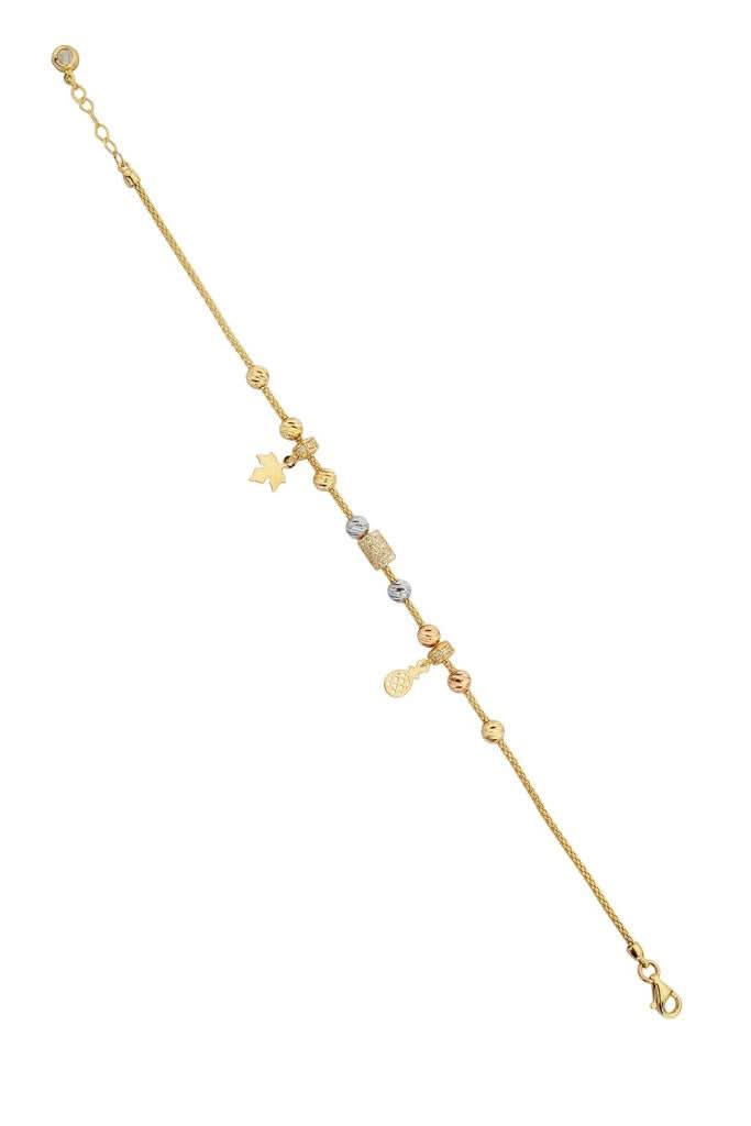 Altın Dorika Toplu Yaprak Ve Ananas Bileklik