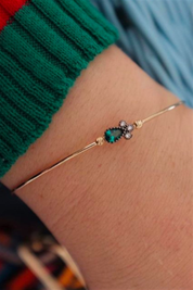 Altın Dorika Toplu Yeşil Damla Bilezik