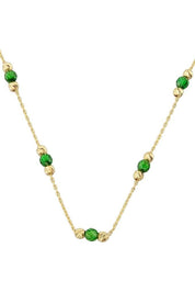 Altın Dorika Toplu Yeşil Taşlı Kolye