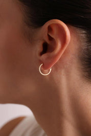 Gold Plain Patterned Hoop Earrings 1.3 Cm Hidden Lock