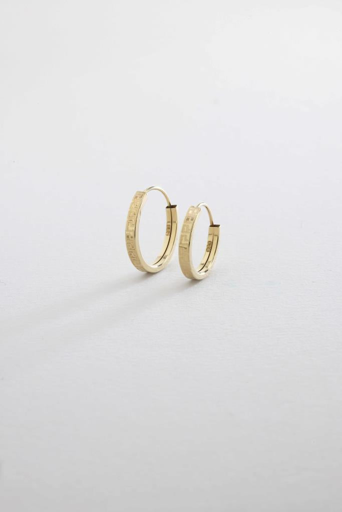 Gold Plain Patterned Hoop Earrings 1.3 Cm Hidden Lock