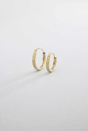 Gold Plain Patterned Hoop Earrings 1.3 Cm Hidden Lock