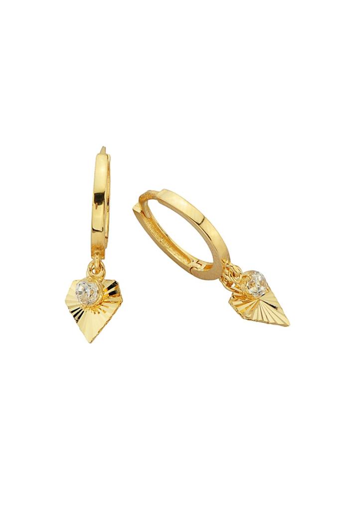 Golden Diamond Figured Ring Earrings