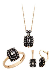 Altın Elmas Görünümlü Baget Taşlı Mini Set