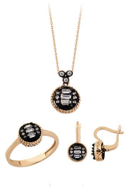 Altın Elmas Görünümlü Baget Taşlı Mini Set