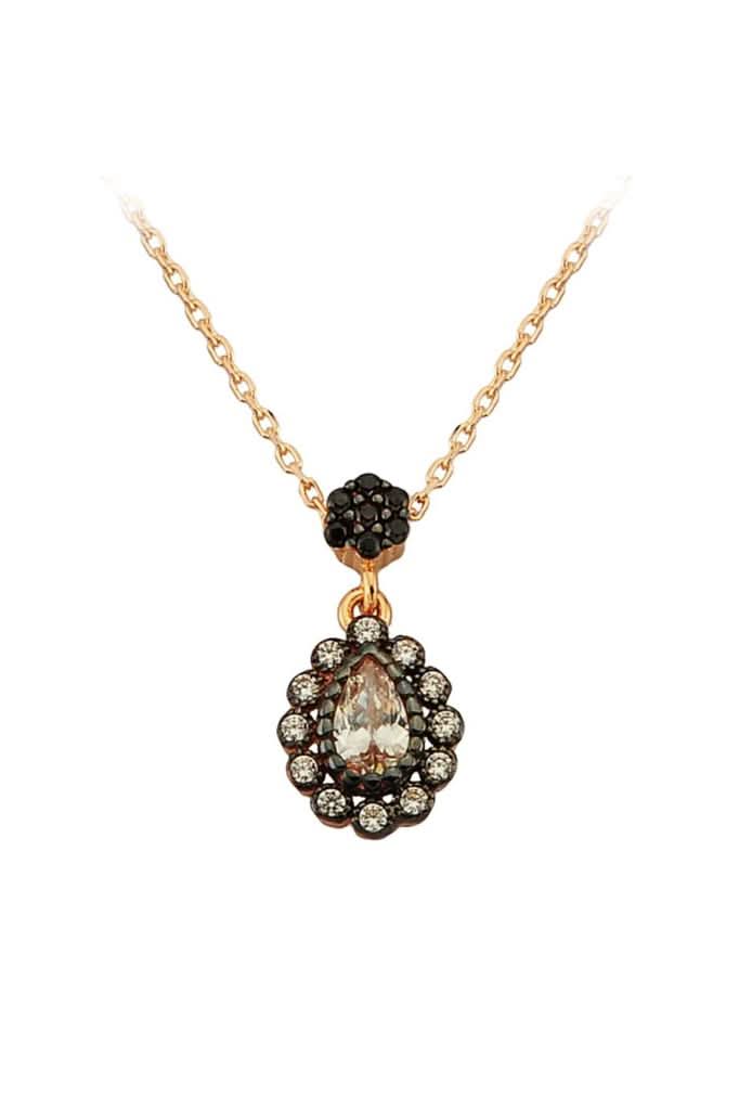 Altın Elmas Görünümlü Damla Kolye