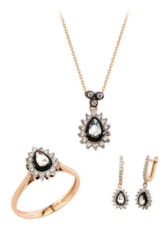 Altın Elmas Görünümlü Damla Mini Set