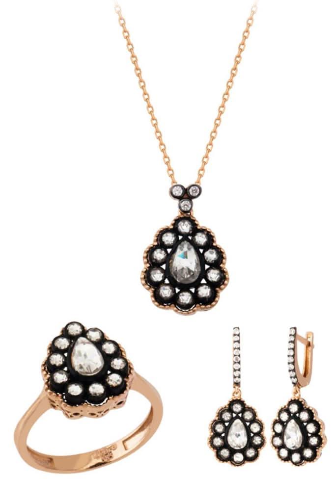 Altın Elmas Görünümlü Damla Mini Set