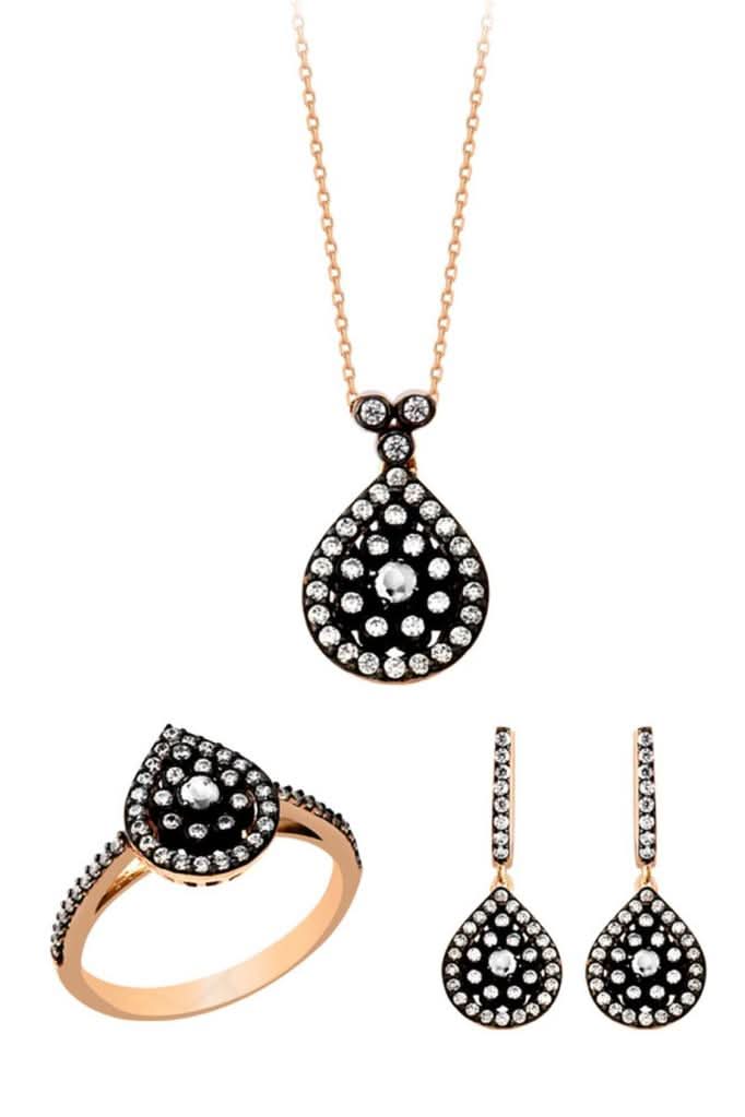 Altın Elmas Görünümlü Damla Mini Set