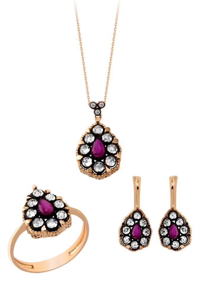 Altın Elmas Görünümlü Damla Mini Set