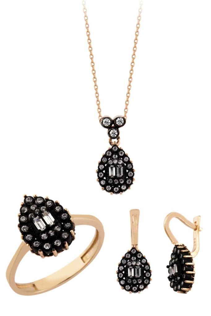 Altın Elmas Görünümlü Damla Mini Set