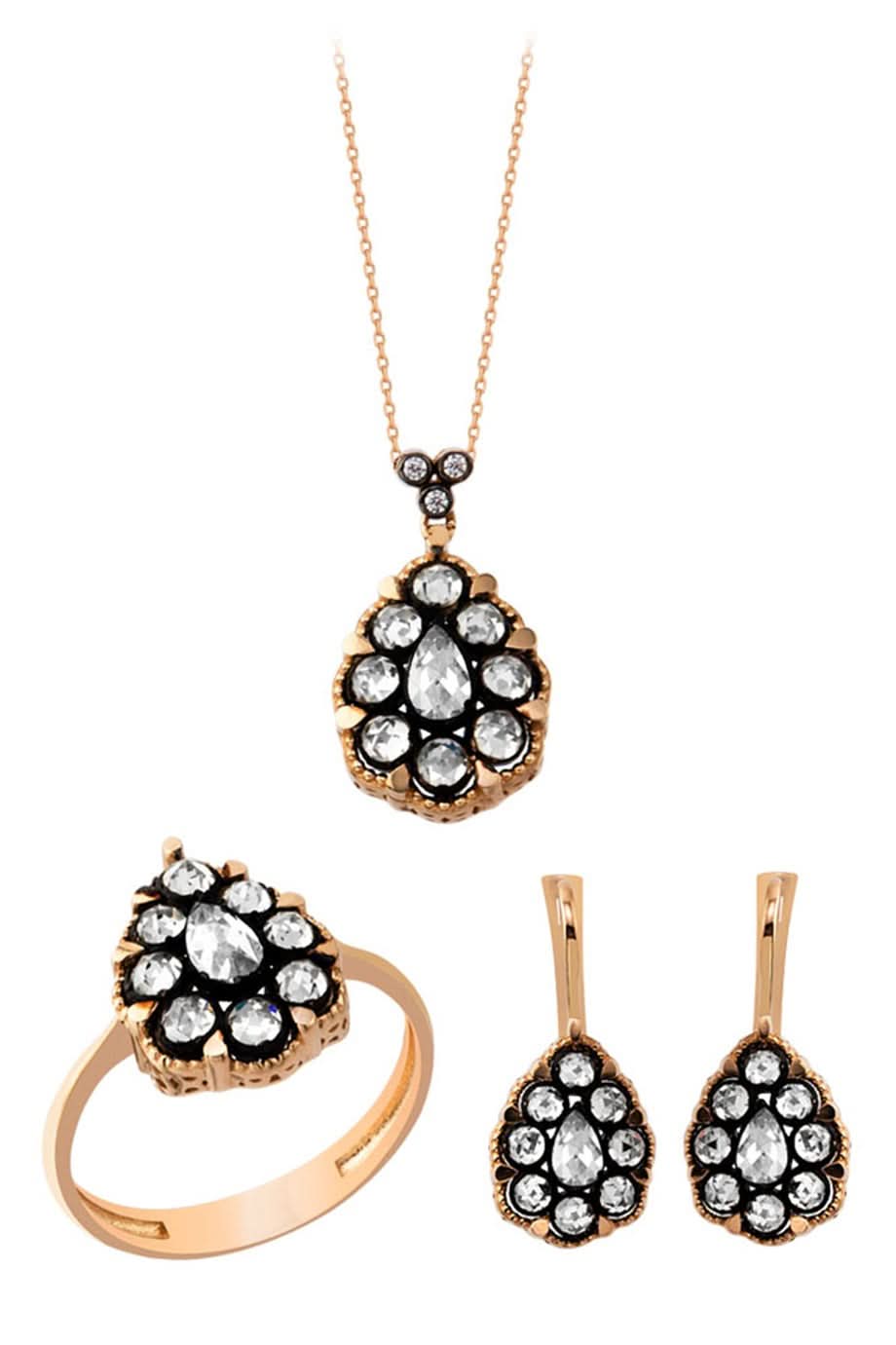 Altın Elmas Görünümlü Damla Mini Set