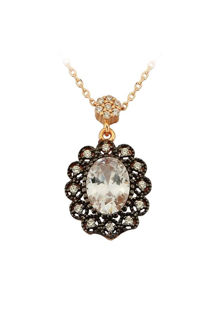 Altın Elmas Görünümlü Kolye