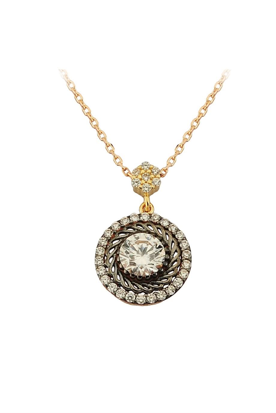 Altın Elmas Görünümlü Kolye