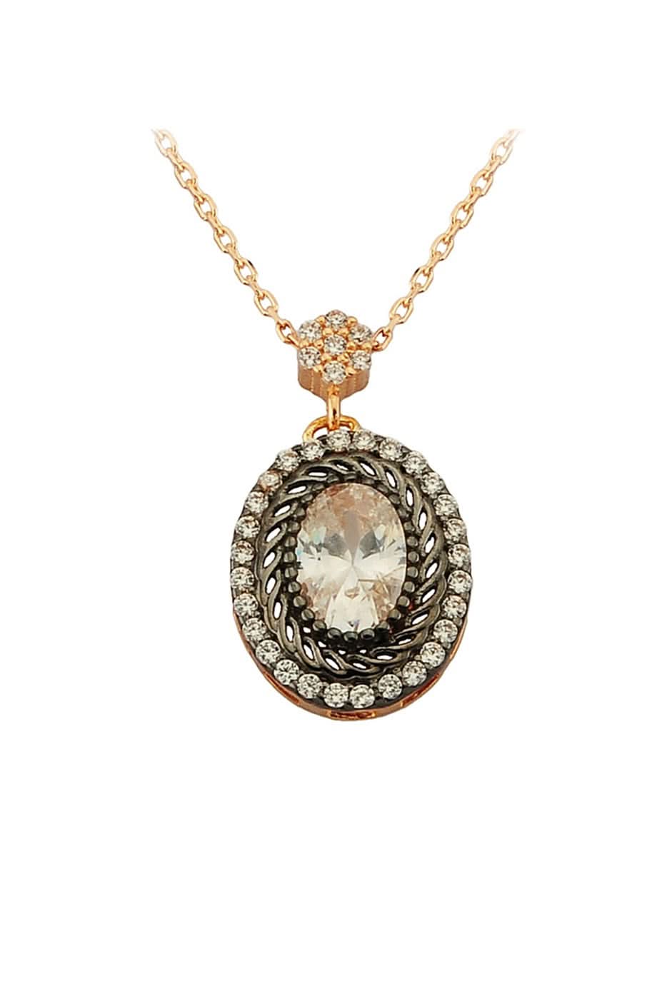 Altın Elmas Görünümlü Kolye