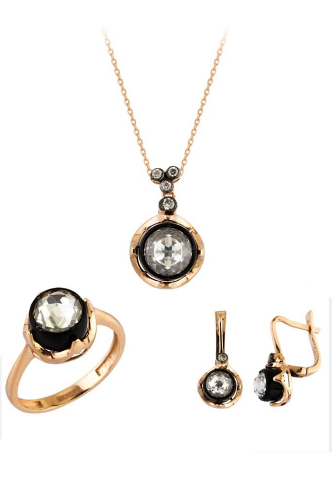 Altın Elmas Görünümlü Tektaş Mini Set