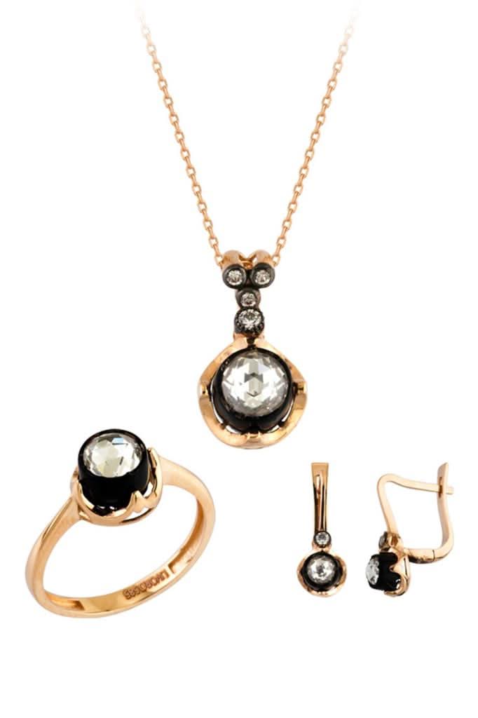 Altın Elmas Görünümlü Tektaş Mini Set
