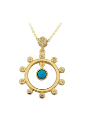 Altın Firuze Taşlı Halka Kolye
