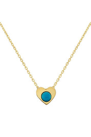 Golden Firuze Stone Heart Necklace