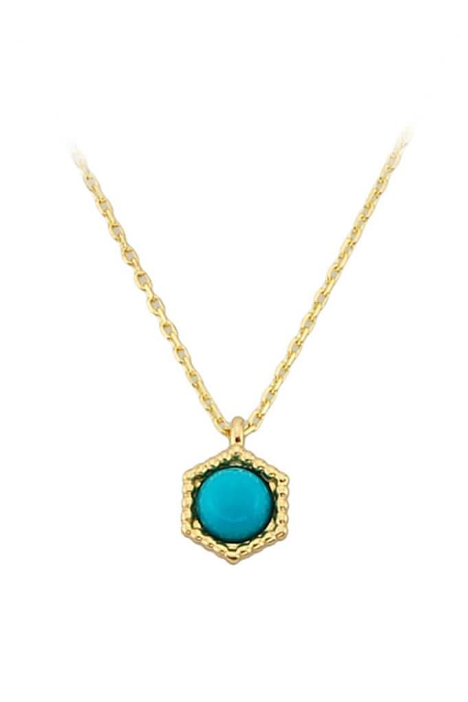 Altın Firuze Taşlı Kolye