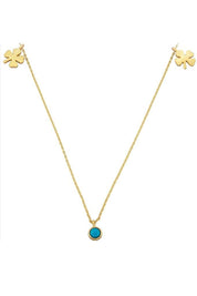Altın Firuze Taşlı Yonca Şans Kolye