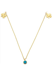 Altın Firuze Taşlı Yonca Şans Kolye