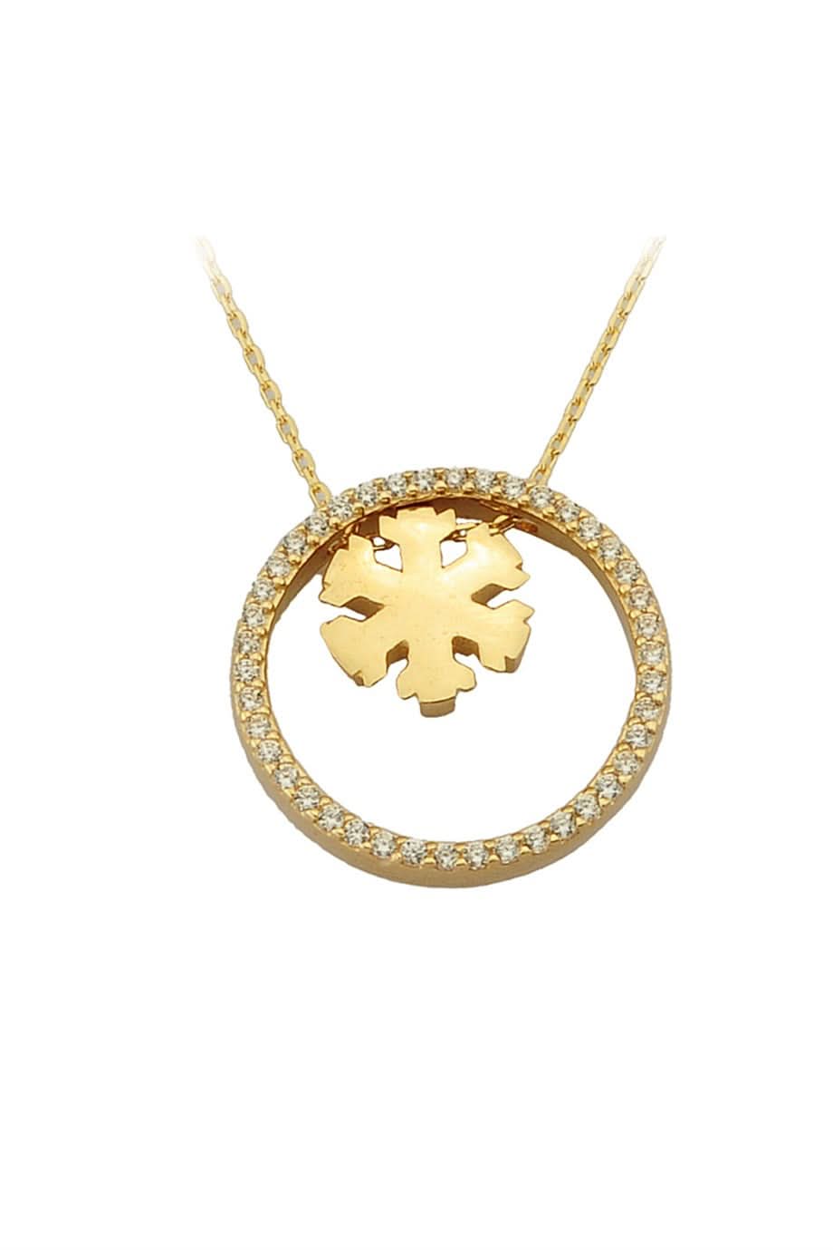 Altın Halka Kar Tanesi Kolye