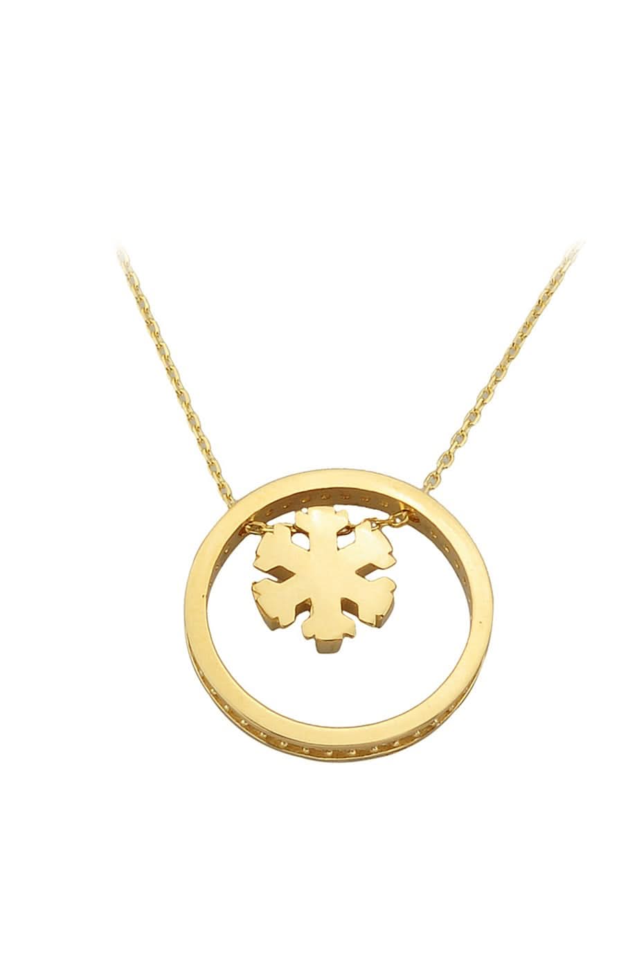 Altın Halka Kar Tanesi Kolye