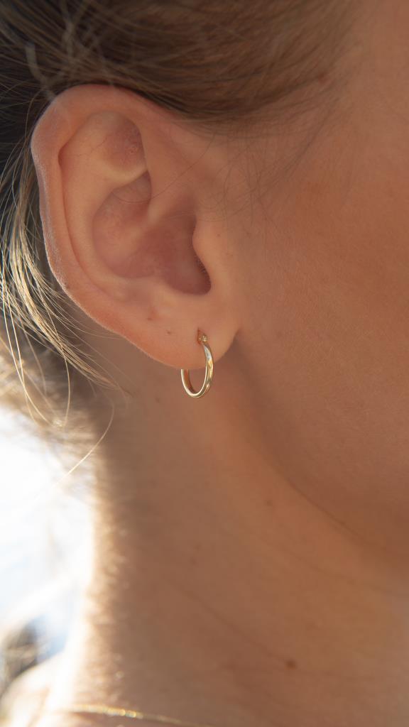 Gold Hoop Earrings 1 Cm Single