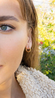 Gold Hoop Earring Concealed Lock