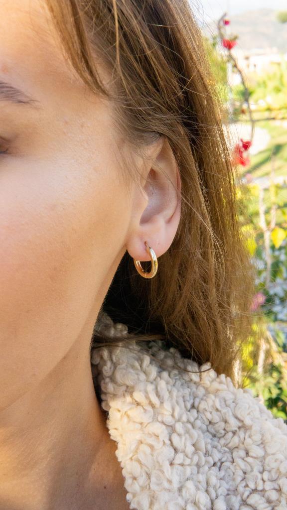 Gold Hoop Earring Concealed Lock