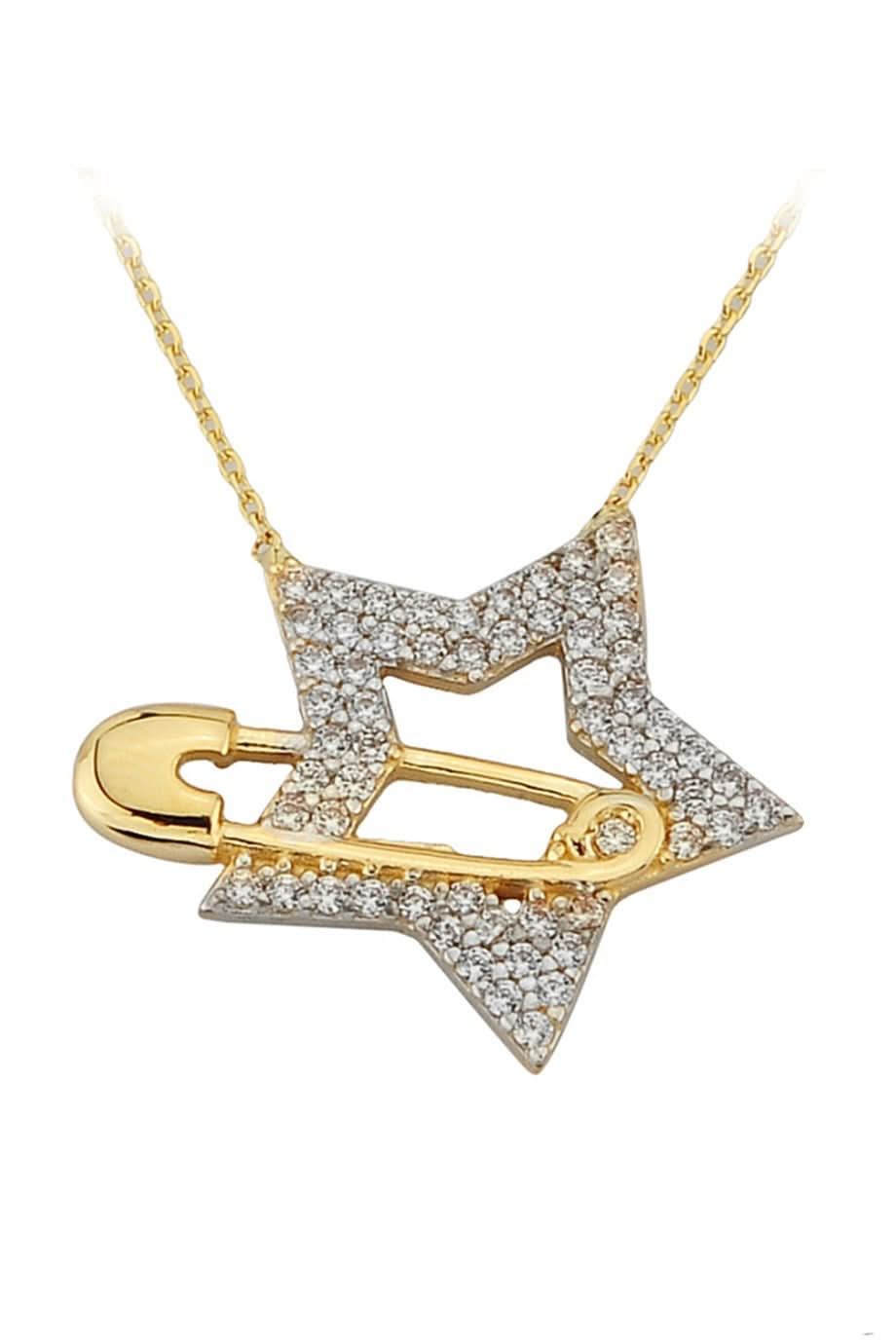Altın İğneli Yıldız Kolye