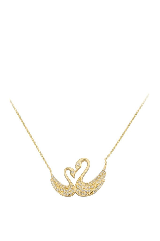 Gold Binary Swan Necklace