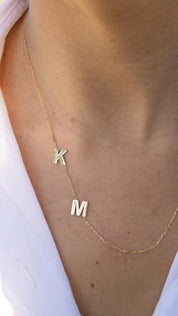 Gold Vertical Letter Necklace