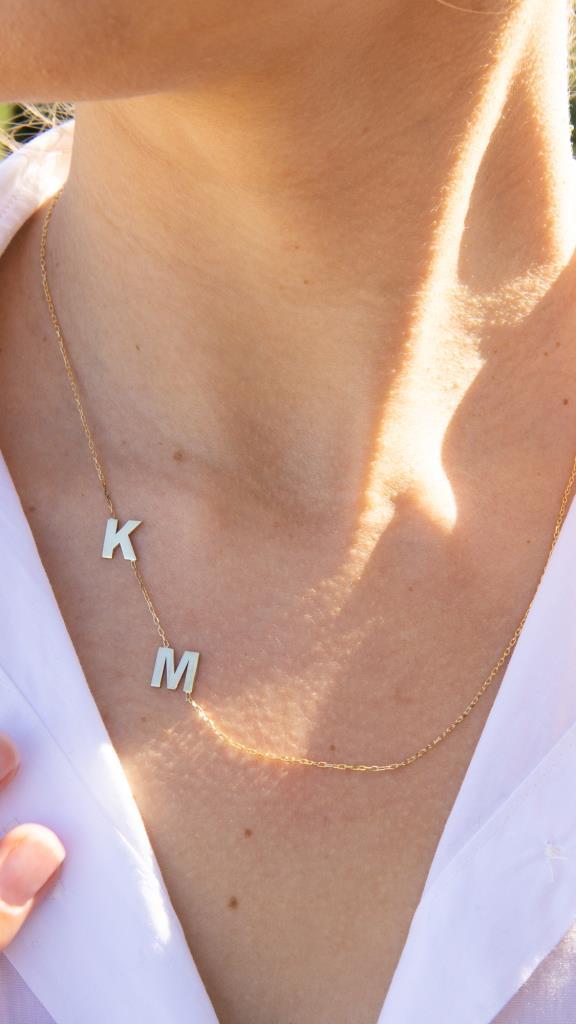 Gold Vertical Letter Necklace