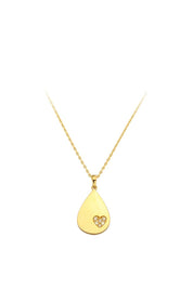 Altın Kalp Detaylı Damla Kolye