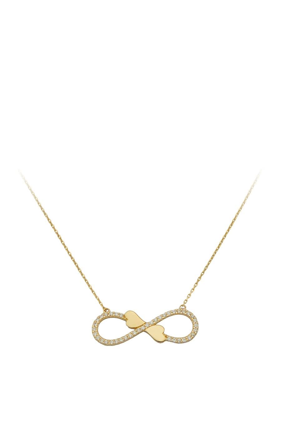 Altın Kalp Detaylı Sonsuzluk Kolye