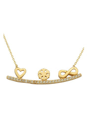 Altın Kalp Kar Tanesi Sonsuzluk Kolye