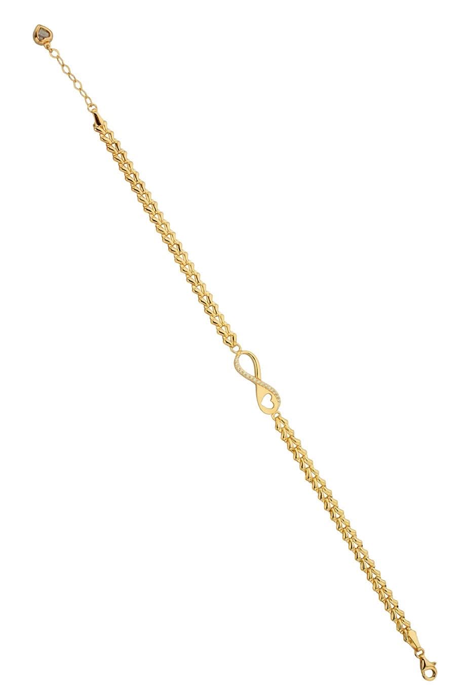 Altın Kalp Motifli Sonsuzluk Bileklik