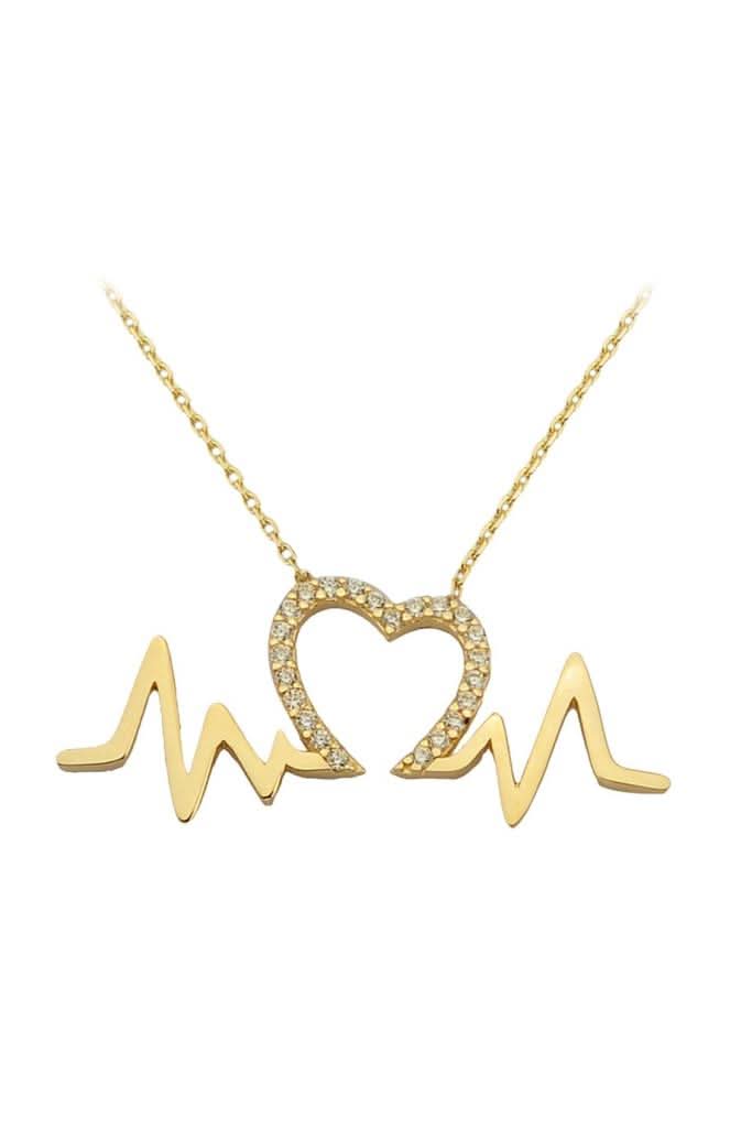 Altın Kalp Ritmi Kolye