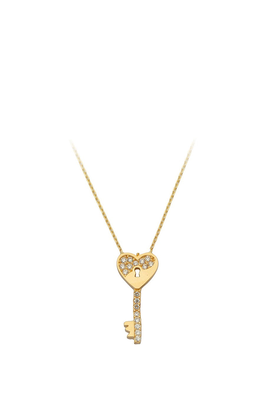 Gold -Hearted Key Necklace