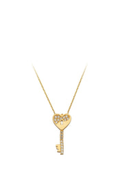 Gold -Hearted Key Necklace