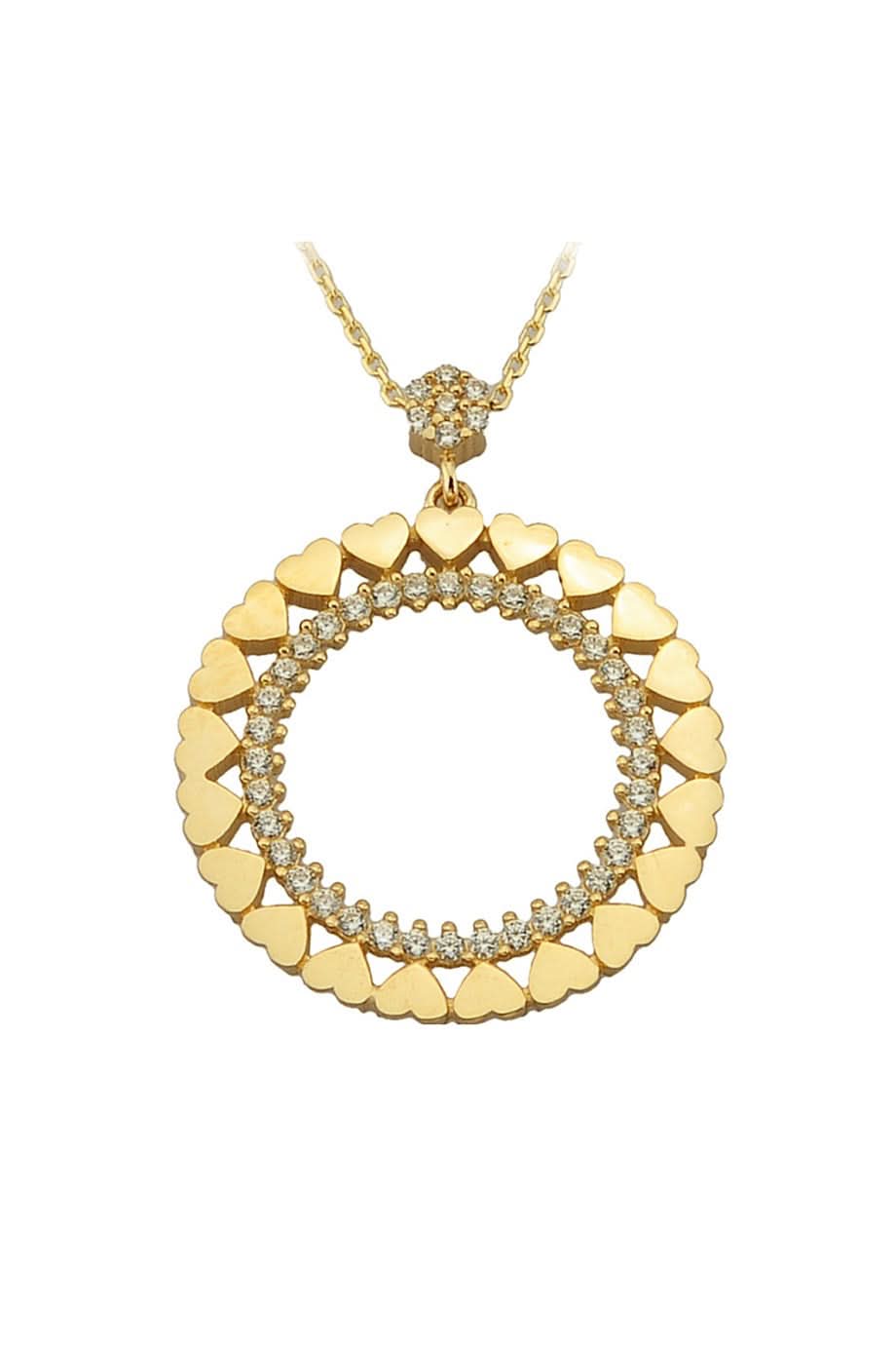 Altın Kalpli Halka Kolye