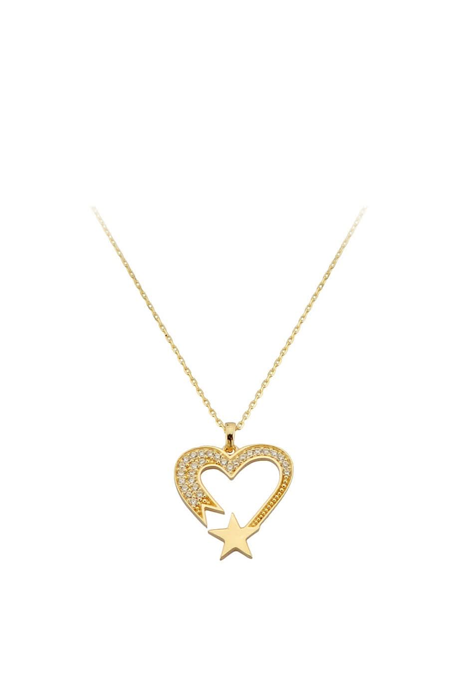 Altın Kalpli Kuyruklu Yıldız Kolye