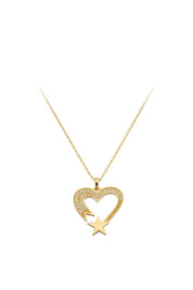 Altın Kalpli Kuyruklu Yıldız Kolye