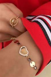 Altın Kalpli Pullu Bileklik