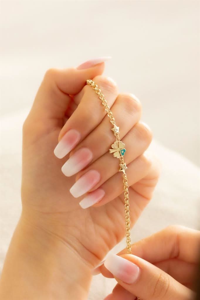 Altın Kalpli Yonca Bileklik