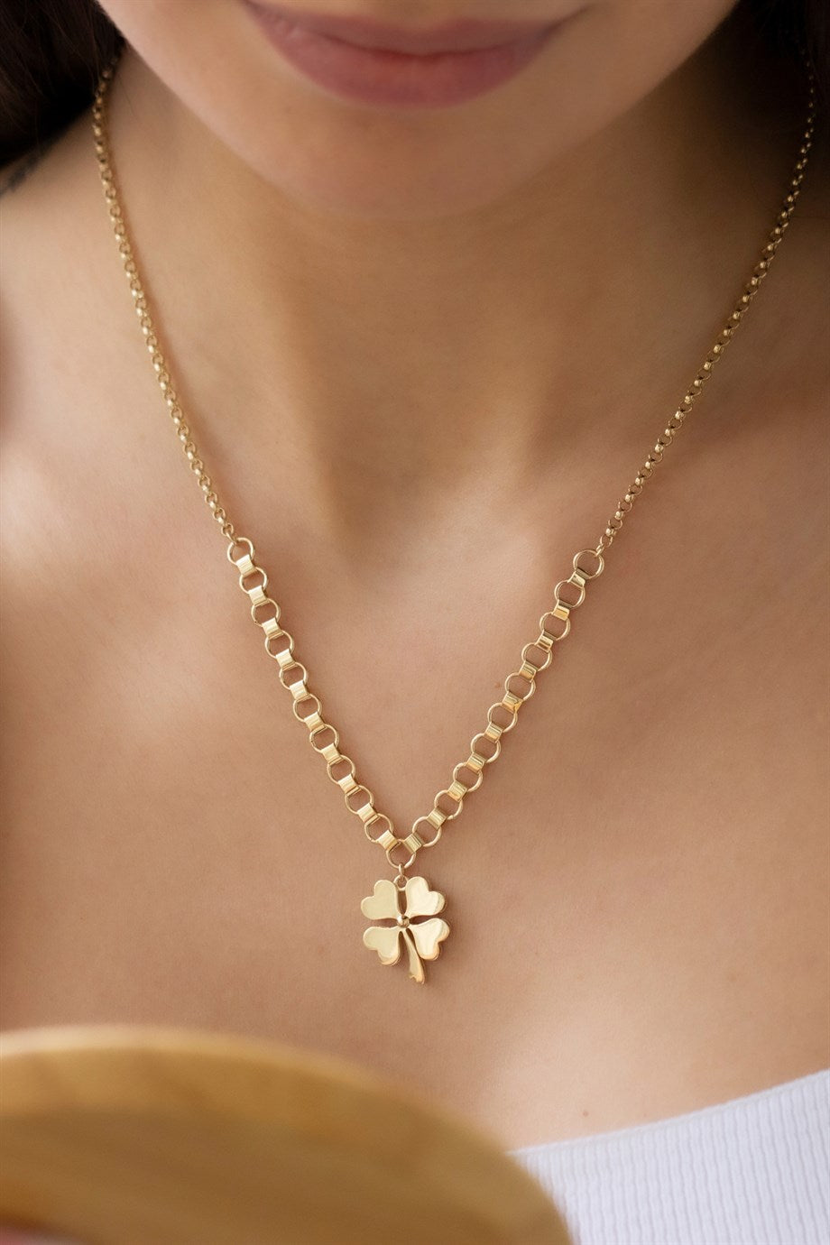 Golden -Hearted Clover Necklace