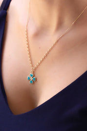 Golden -Hearted Clover Necklace